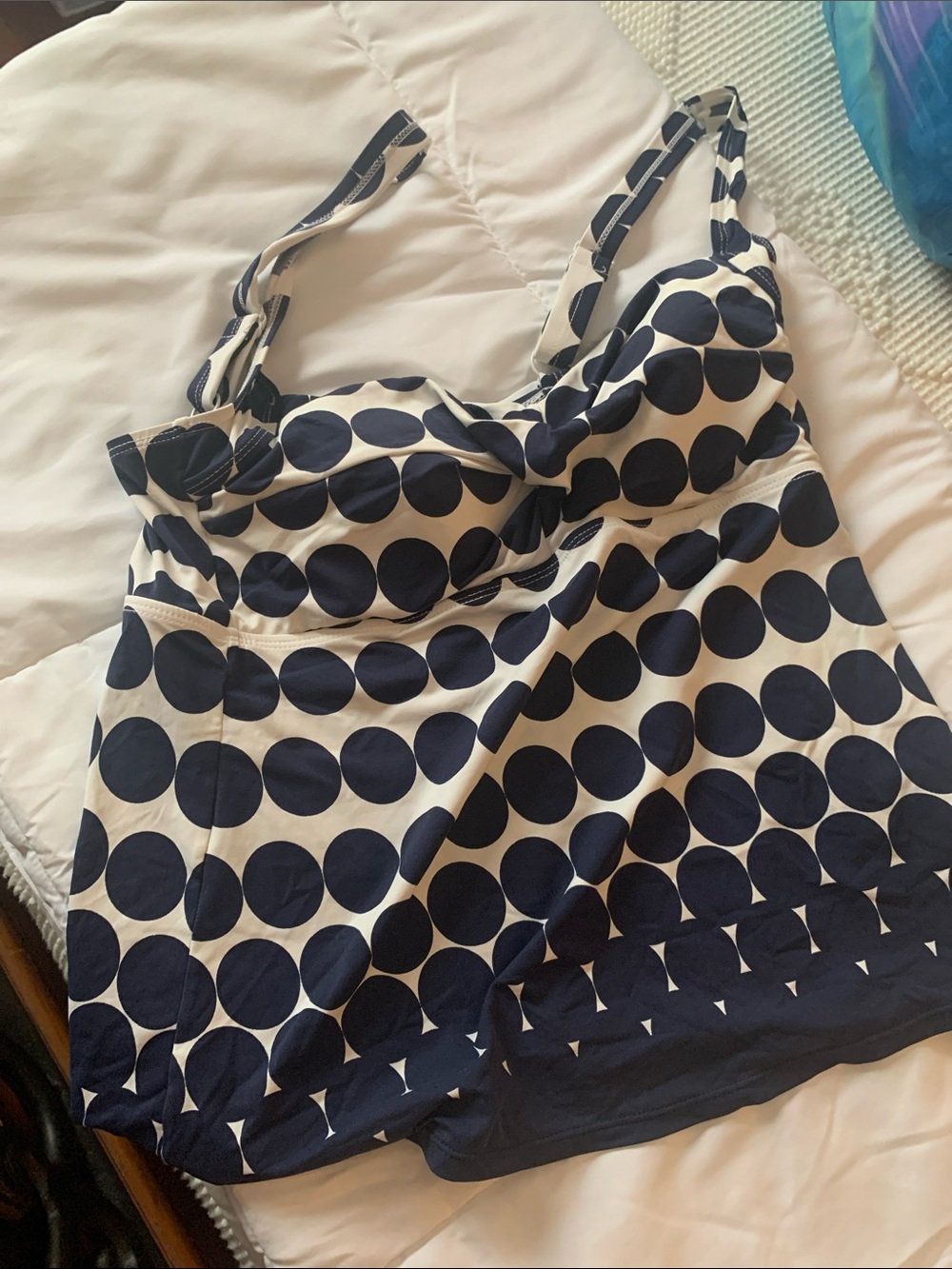 Beach House Navy & White Polka Dot Swim Top with Sweetheart Neck